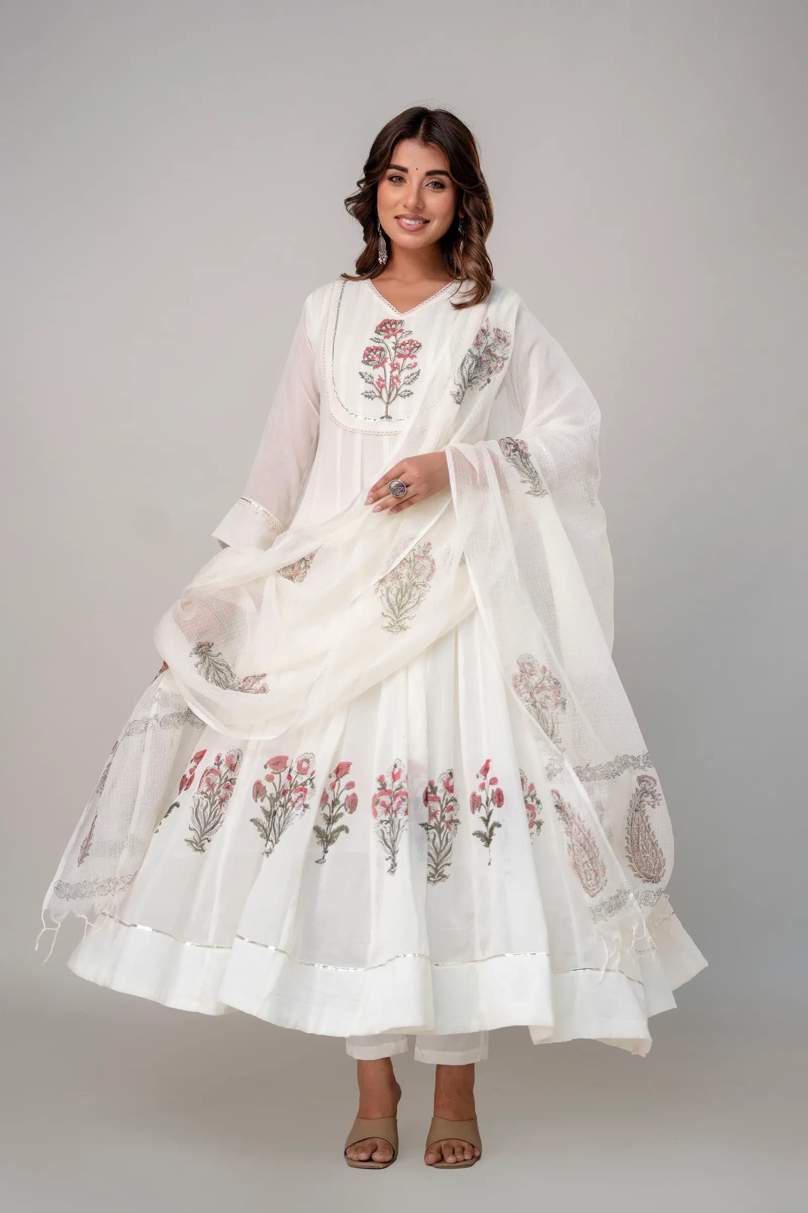 Vintage Rose Malmal Anarkali Set